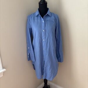 J Crew Blue Button Down Linen Blend Beach Shirt‎ - Size XS